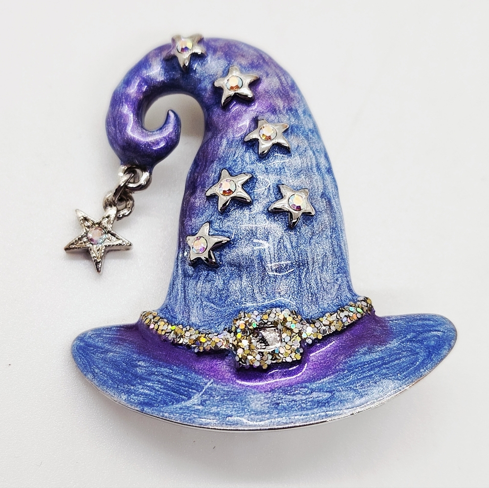 Kirks Folly Stella Magic Witch Hat Rhinestone Brooch Pin Pendant
